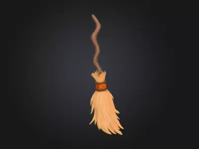 Enchanted Broomstick Low-poly 3D model