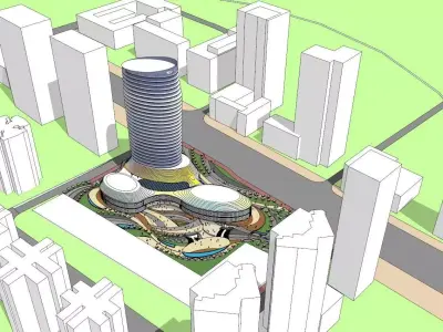 SU model of the curved building of the daily office building 3D model