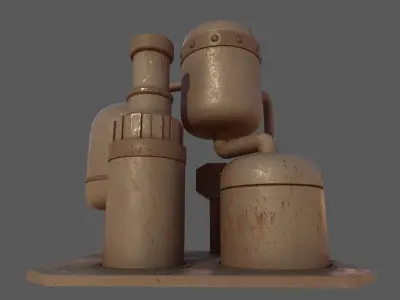 Stylized Retrofuturism Machinery - Tank System Low-poly 3D model