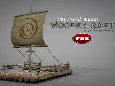 Wooden Raft 3D model