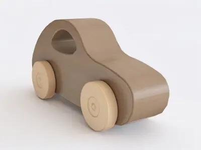 Wooden toy car color 3D model