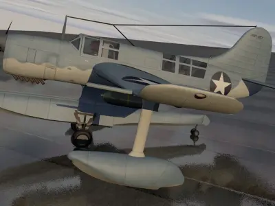 Curtiss SO3C-1 Seamew Low-poly 3D model