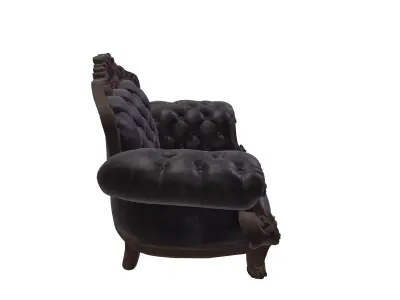 Victorian Tufted Leather Armchair Ornate Classic Furniture 3D model