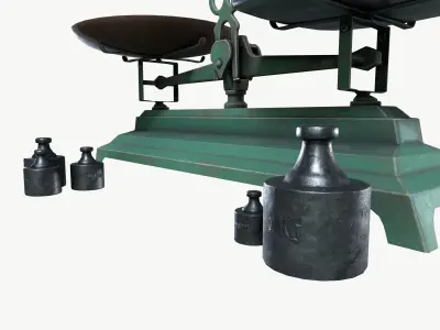 Beam balance scale Low-poly 3D model