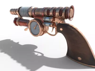 Gun steampunk PBR low poly Low-poly 3D model