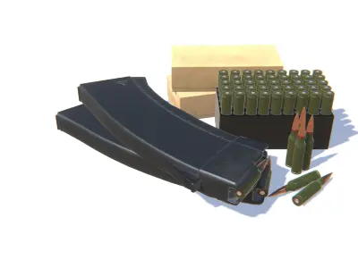 5-45x39 Ammo Pack Low-poly 3D model