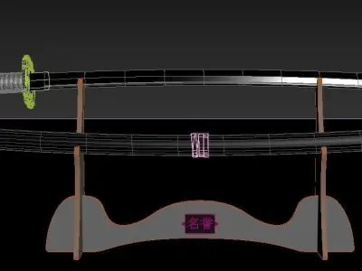 Katana Low-poly 3D model 10