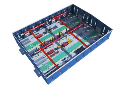 Inside the steel bar production factory 3D model