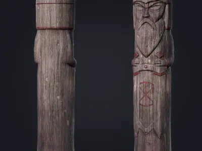 Wooden Totem 2 Low-poly 3D model