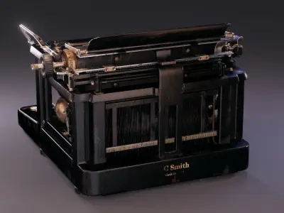 LC Smith Antique Typewriter Machine Low-poly 3D model