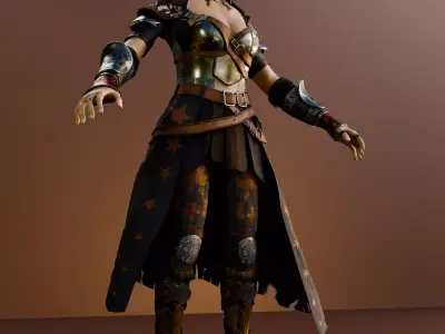woman-warrior Low-poly 3D model