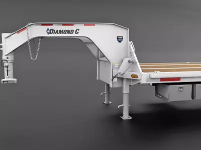 Gooseneck Flatbed Ramp Trailer - Diamond C  3D model