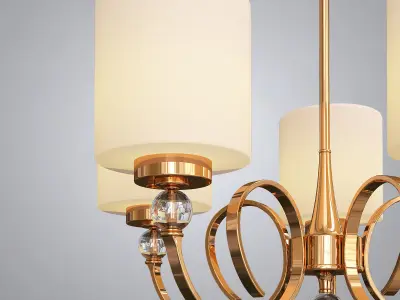 Wide Antique Brass Chandelier 3D model