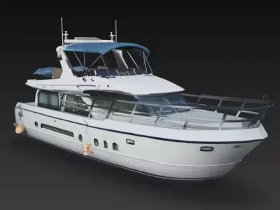 Modern Luxury Motor Yacht with Canopy Roof 3D Model 3D print model