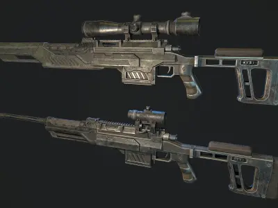 Sniper rifle Low-poly 3D model 10