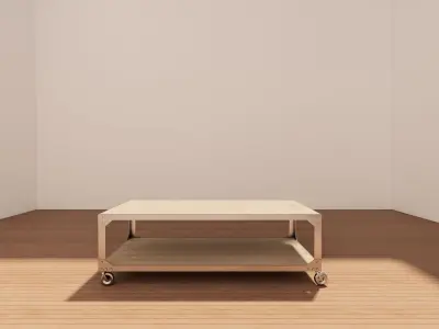 Industrial Style Coffee Table - Metal and Wood 3D Model Low-poly 3D model