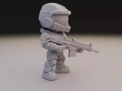 Classic Master Chief Chibi Statue - Spartan-117 Gaming Figure 3D print model