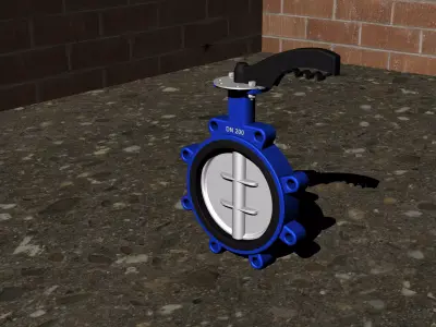 Butterfly valve P08-LM-L DN200 Free 3D model