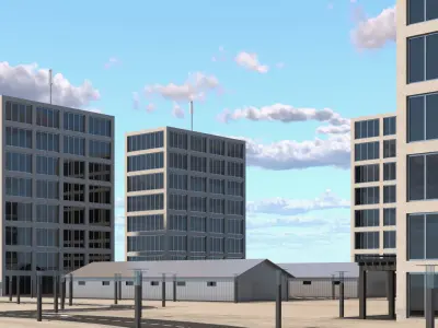  Modern Mid-Rise Residential Complex Asphalt 