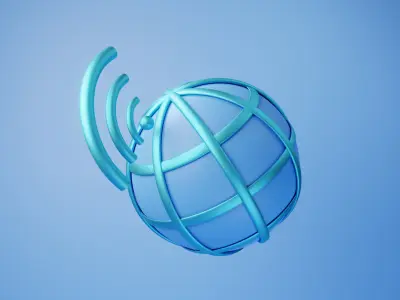 3D Illustration of internet icon emitting signal 3D model