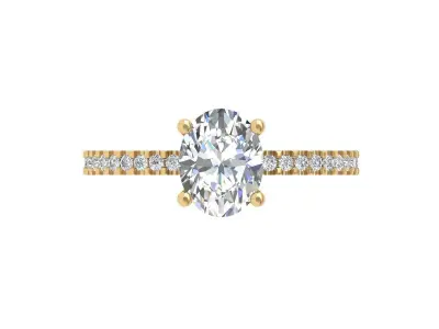 Oval Solitaire Ring 3D print model 8