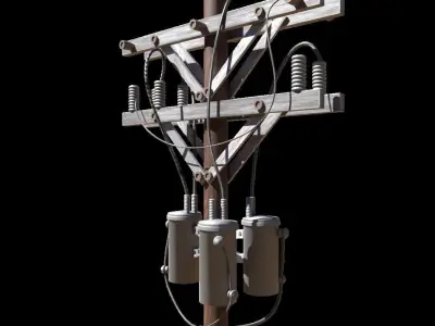 Low Poly Electric Post 3d Model 3D model