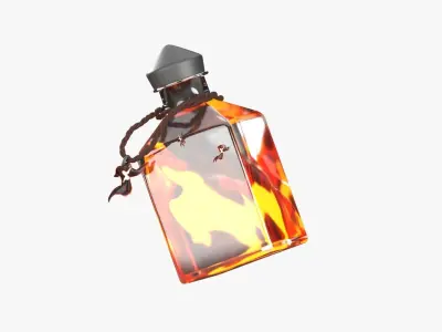 Fire Spell Potion 3D Illustration 3D model