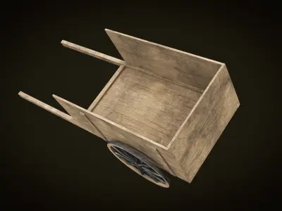 Wooden Cart 02 PBR Low-poly 3D model