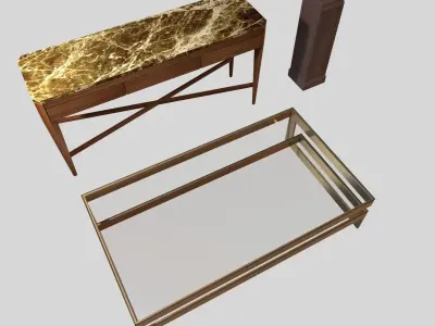 nancy corzine Sanford Buffet  low table and wood pedestal 3D model