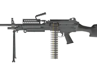 Mk 48 Machine Gun Low Poly Low-poly 3D model