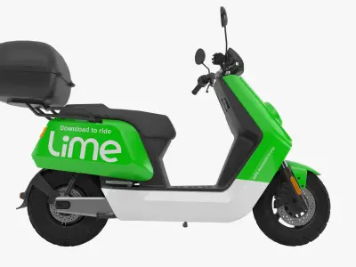 Lime Moped Low-poly 3D model