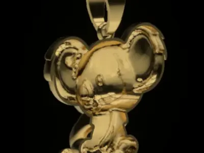 MEDALLA DE KOALA  CON FLOR - KOALA PENDANT WITH FLOWER 3D print model