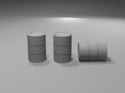 3 Barrels - Low Poly orange barrel with radioactive sign Low-poly 3D model