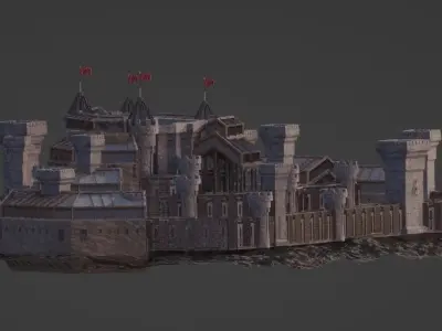 Medieval Town City Building Castle Tower Blender 04 Low-poly 3D model