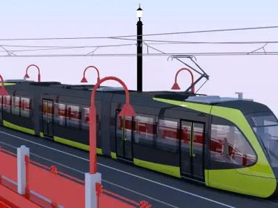 Bridge with Utsunomiya tram 3D model