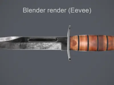 Knife Low-poly 3D model military Low-poly 3D model
