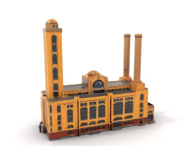 Industrial Power Plant model pack Low-poly 3D model