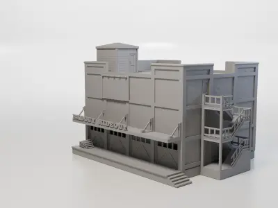 Model Railway - HO Scale Badguy Warehouse - Variations - Detail 3D print model