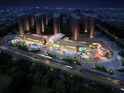3Dmax fashion city commercial square building 133 3D model