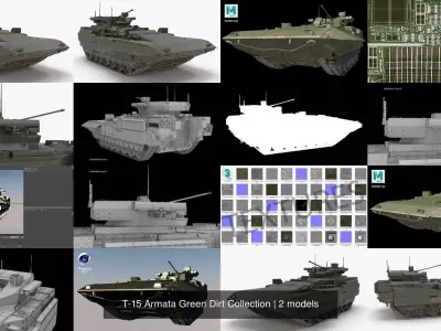 T-15 Armata Green Dirt Collection 3D Model Pack