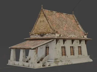 Ancient-thai temple Low-poly 3D model