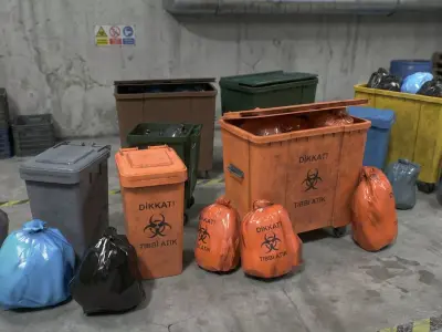 Realistic Trash Dumpster Pack Game Ready Urban Garbage 3D Models 3D model