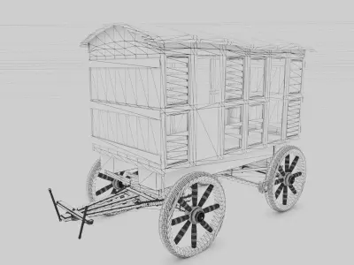 Old Western Goods Wagon 3D model
