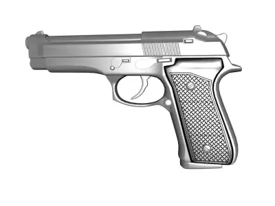 Beretta silver gun Low-poly 3D model