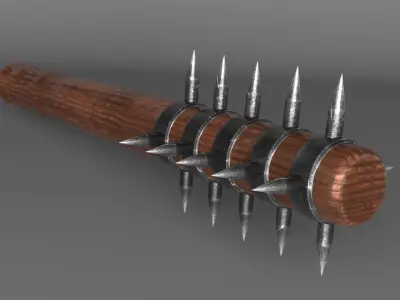 Spiked medieval war club Low-poly 3D model