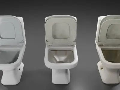 Toilet with 3 finishing options Low-poly 3D model