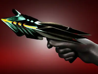 Alien sci-fi weapon set Low-poly 3D model
