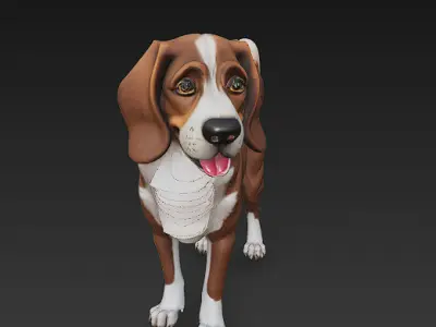 Dog Realistic 3D Model Basic - Low Poly Realistic Low-poly 3D model get