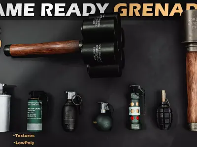 8 GameReady Grenades Vol01 Low-poly 3D model