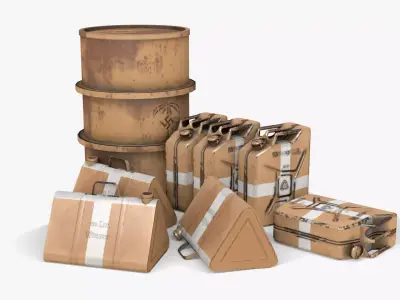 WW2 Water Storage Assets 01 Low-poly 3D model